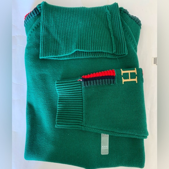 Tommy Hilfiger Icon Monogram Turtleneck Men Sweater Green 3XL - Picture 6 of 16